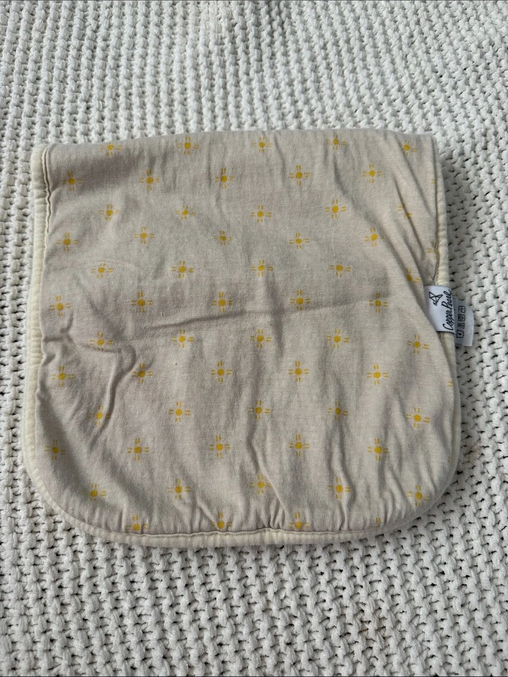 Copper Pearl Burp Cloth Infant Beige Yellow Suns One Size